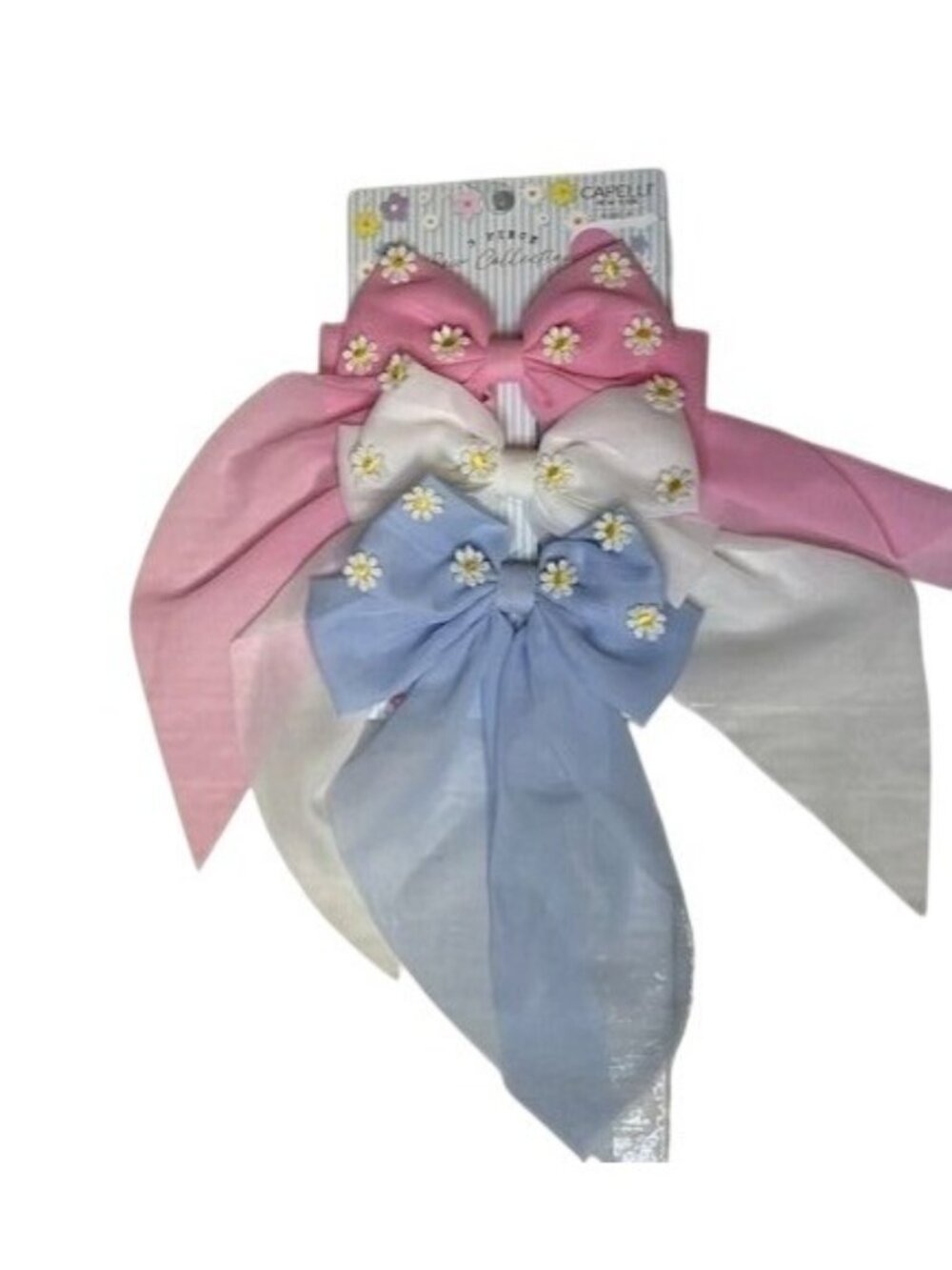 Capelli 3 Piece Daisy Ribbon Hair Clips
